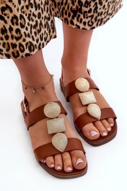 Sandały Płaskie><noscript><img width=