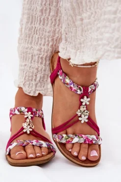 Sandały Płaskie><noscript><img width=