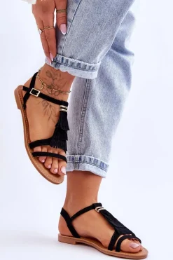 Sandały Płaskie><noscript><img width=