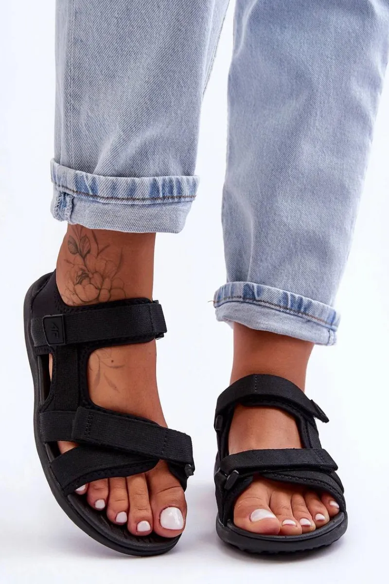 Sandały Płaskie>4F Sandały Damskie Sportowe SS23FSANF014-20S Czarne