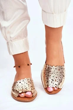 Online Evento Sandały Damskie Wsuwane Złote I Like Summer