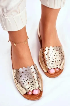 Online Evento Sandały Damskie Wsuwane Złote I Like Summer