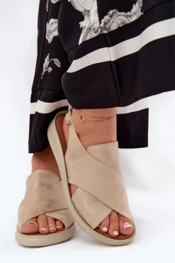 Sandały Z Cholewką|Sandały Na Koturnie>Boto Sandały Damskie Z Eko Skóry Złote Tosmelia Złoty