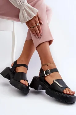 Outlet Buty damskie Vinceza Sandały Damskie Z Eko Skóry Na Obcasie I Platformie Vinceza 36257 Czarne