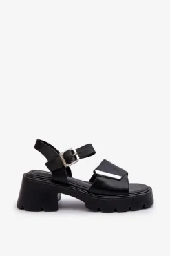 Outlet Buty damskie Vinceza Sandały Damskie Z Eko Skóry Na Obcasie I Platformie Vinceza 36257 Czarne