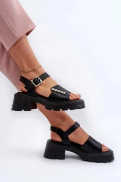 Outlet Buty damskie Vinceza Sandały Damskie Z Eko Skóry Na Obcasie I Platformie Vinceza 36257 Czarne