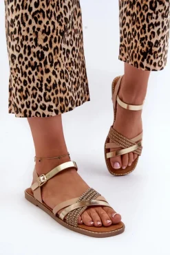 Hot Buty Sergio Leone Sandały Damskie Z Eko Skóry Sergio Leone SK085H Złote