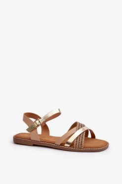 Hot Buty Sergio Leone Sandały Damskie Z Eko Skóry Sergio Leone SK085H Złote