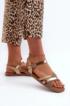 Hot Buty Sergio Leone Sandały Damskie Z Eko Skóry Sergio Leone SK085H Złote