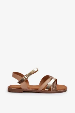 Hot Buty Sergio Leone Sandały Damskie Z Eko Skóry Sergio Leone SK085H Złote