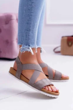 Sandały Płaskie><noscript><img width=