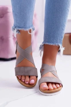 Sandały Płaskie><noscript><img width=