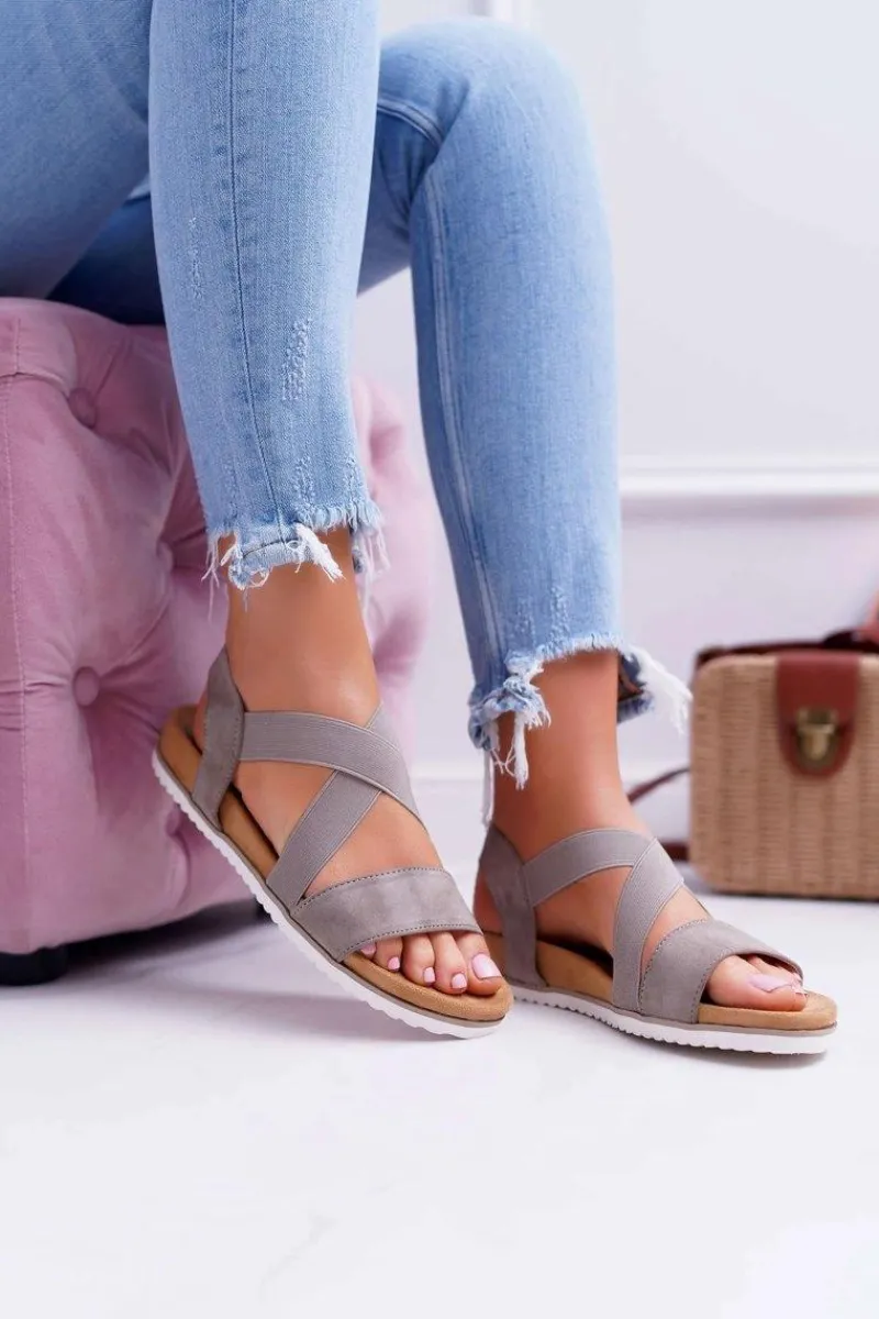 Sandały Płaskie>Boto Sandały Damskie Z Gumkami Khaki Itako