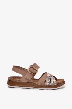 Clearance INBLU Sandały Damskie Z Klamrą GS000056 Beżowe Beżowy