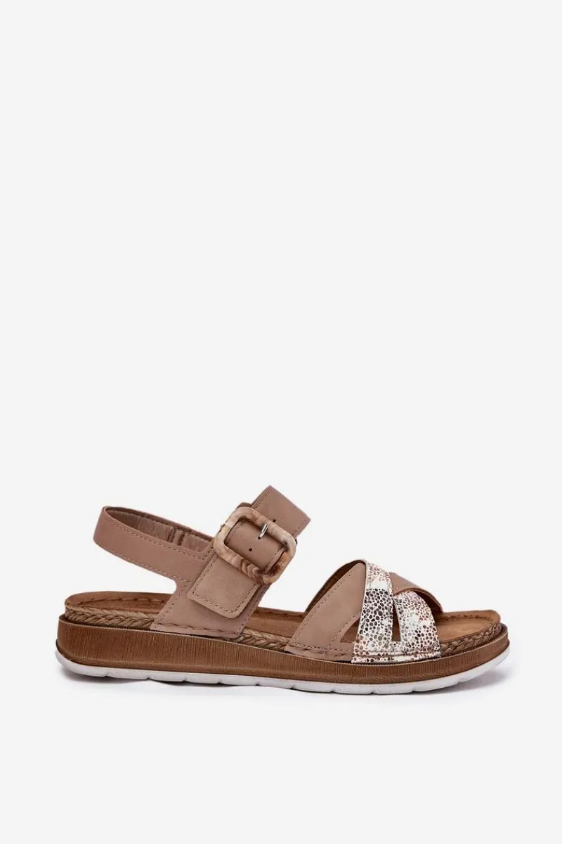 Clearance INBLU Sandały Damskie Z Klamrą GS000056 Beżowe Beżowy