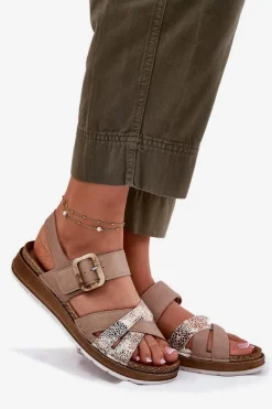 Clearance INBLU Sandały Damskie Z Klamrą GS000056 Beżowe Beżowy