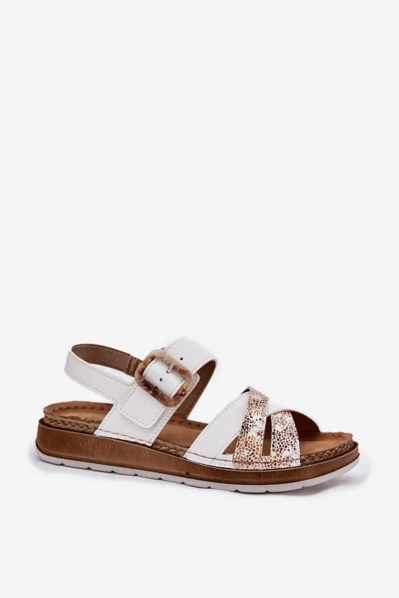 Sandały Na Koturnie|Sandały Płaskie>INBLU Sandały Damskie Z Klamrą GS000056 Białe Biały