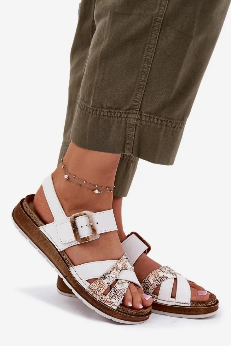 Sandały Na Koturnie|Sandały Płaskie>INBLU Sandały Damskie Z Klamrą GS000056 Białe Biały