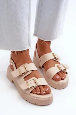 Sandały Płaskie><noscript><img width=