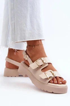 Sandały Płaskie><noscript><img width=