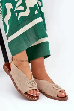 Sandały Płaskie><noscript><img width=