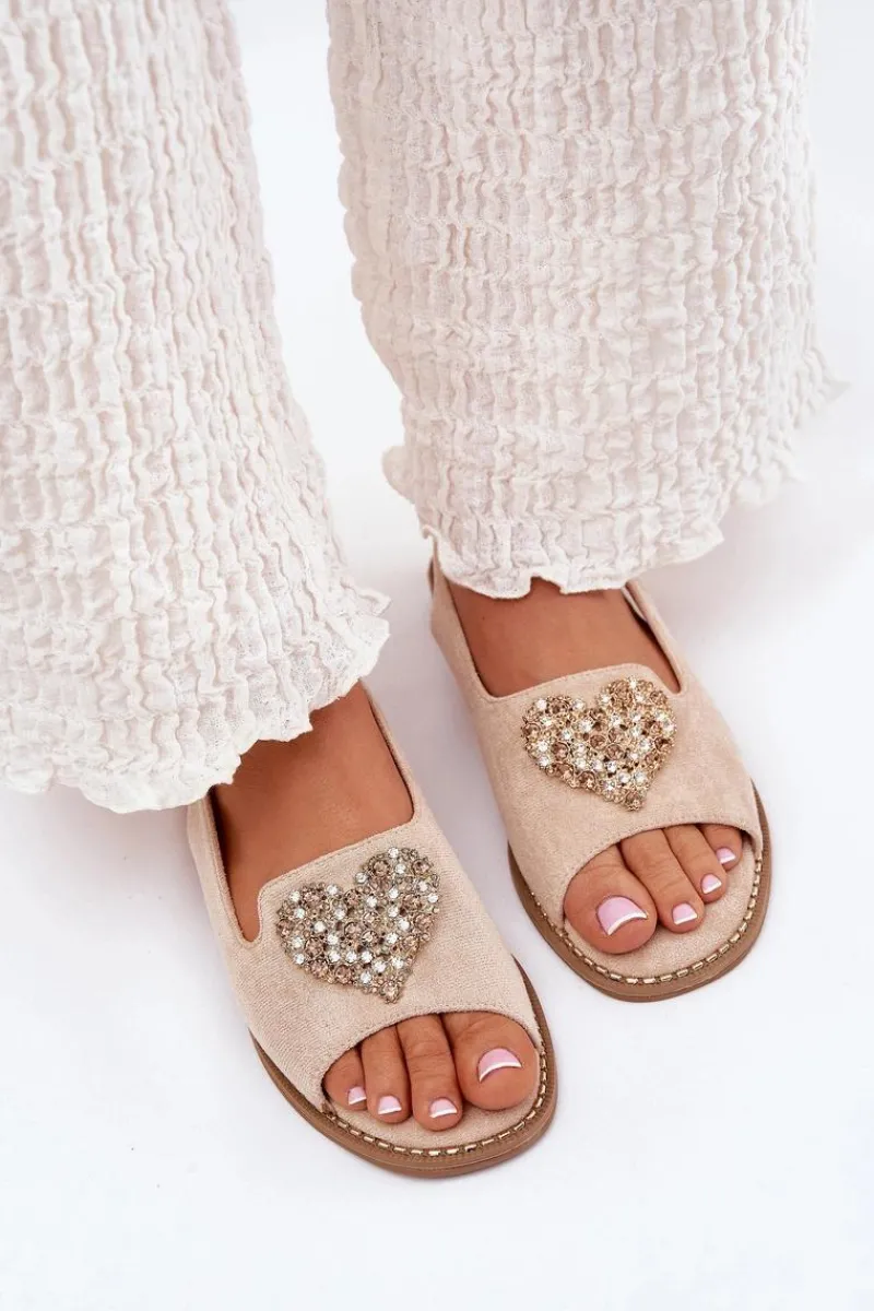 Damskie buty S.Barski Sandały Damskie Z Ozdobnym Sercem S.Barski KV27-018 Beżowe