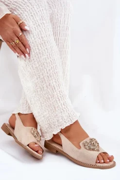 Damskie buty S.Barski Sandały Damskie Z Ozdobnym Sercem S.Barski KV27-018 Beżowe