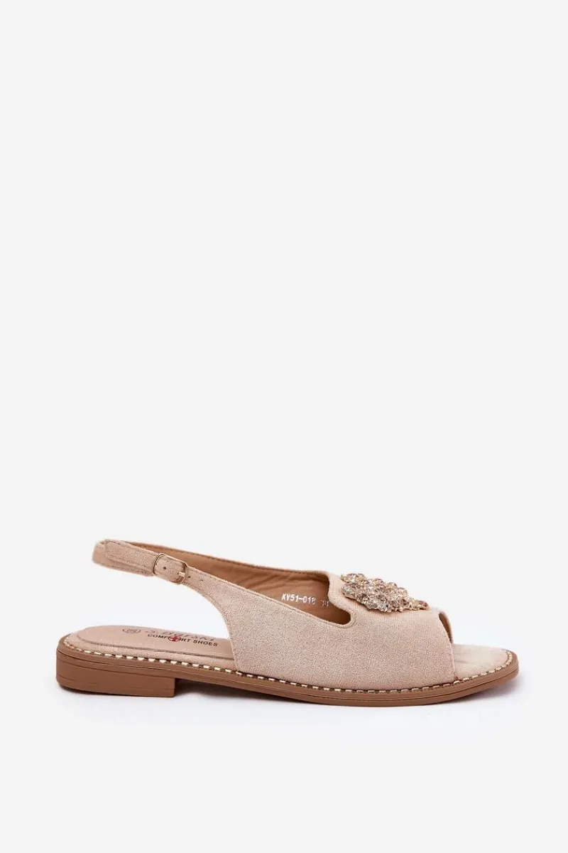 Damskie buty S.Barski Sandały Damskie Z Ozdobnym Sercem S.Barski KV27-018 Beżowe