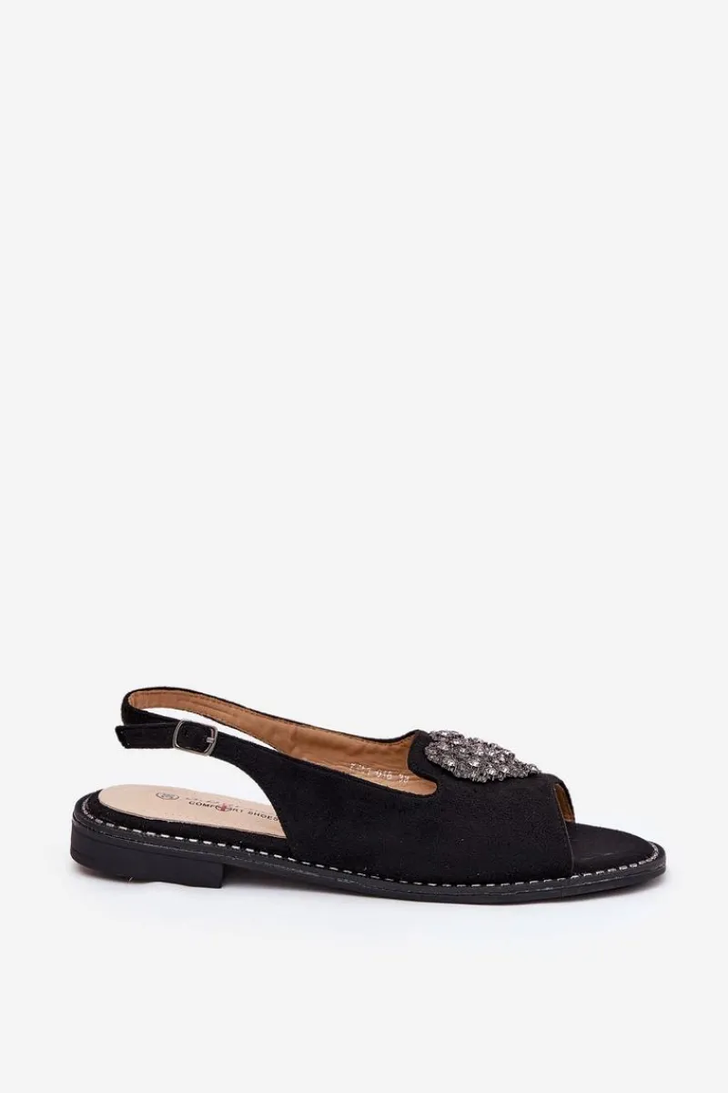 Sale Damskie buty S.Barski Sandały Damskie Z Ozdobnym Sercem S.Barski KV27-018 Czarne Czarny