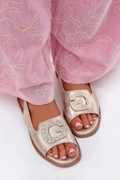 Sale Damskie buty S.Barski Sandały Damskie Z Ozdobnym Detalem S.Barski KV51-081 Złote Złoty