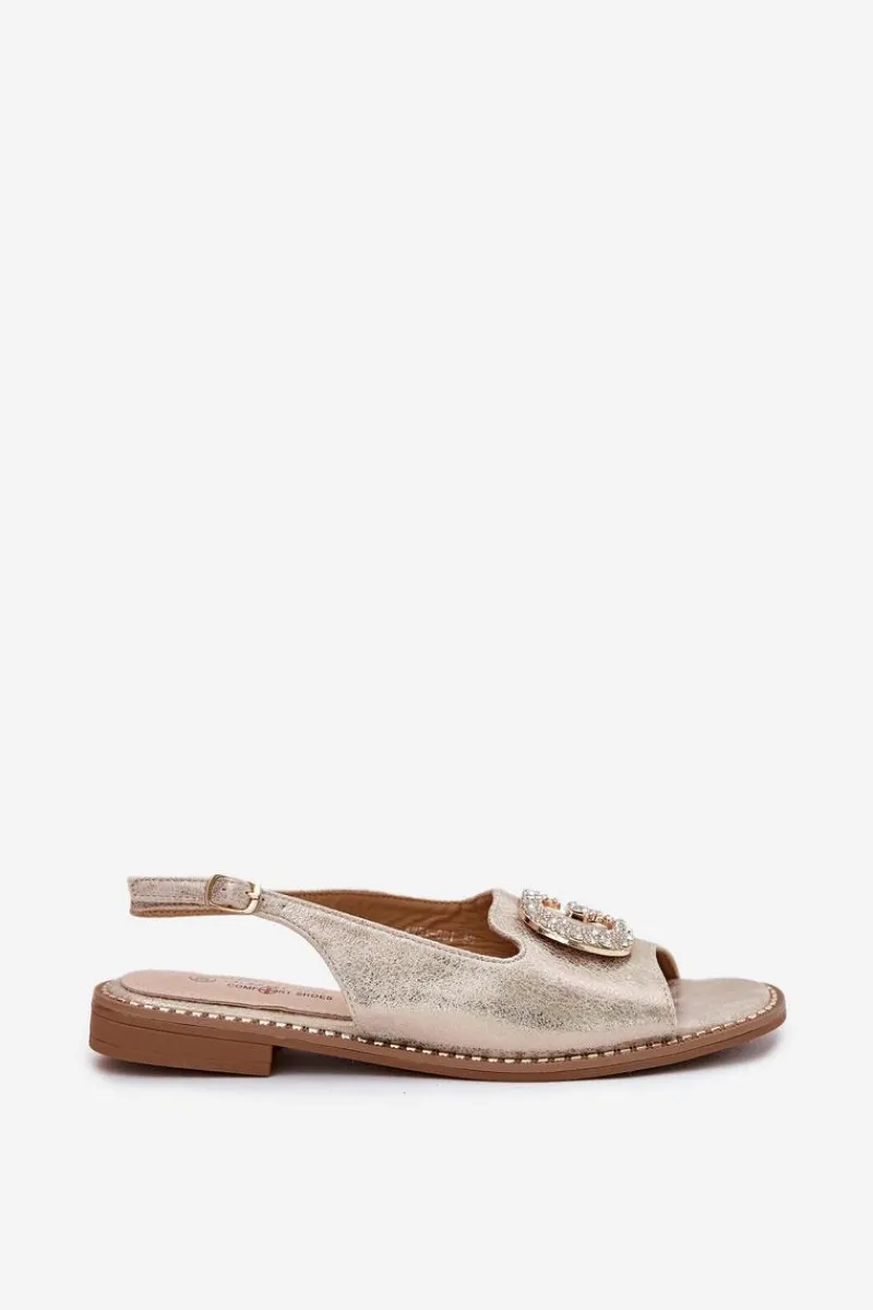 Sale Damskie buty S.Barski Sandały Damskie Z Ozdobnym Detalem S.Barski KV51-081 Złote Złoty