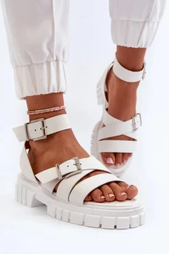 Sandały Płaskie><noscript><img width=