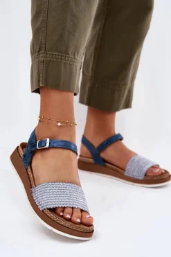 Sale Sandały Damskie Z Plecionką Na Pasku GS000050 e Damskie Sandały Na Koturnie|Sandały Płaskie