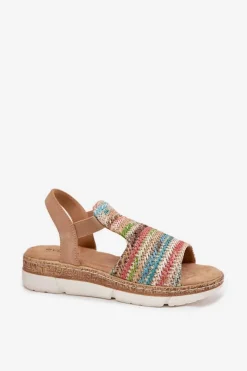 Discount Sandały Damskie Z Plecionką Multikolor Jelana Damskie Sandały Na Koturnie|Sandały Płaskie