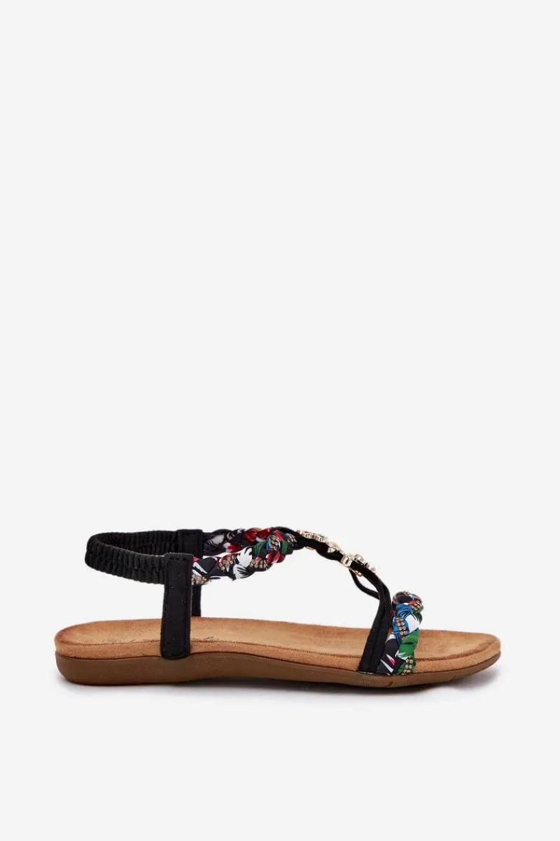 Sandały Płaskie>Evento Sandały Damskie Z Przypinkami I Plecionymi Paskami Czarne Nusoreth