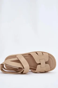 Hot Boto Sandały Damskie Z Rzepami Beżowe Uvissa Beżowy