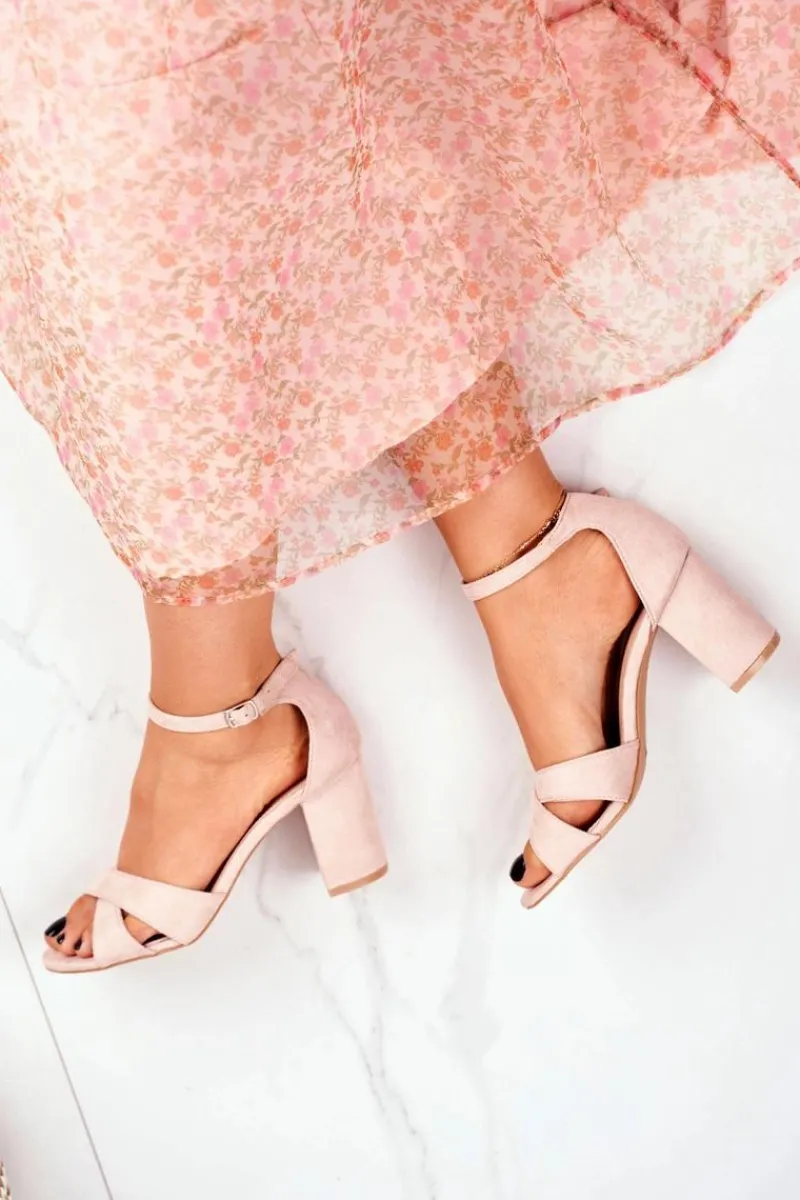 Hot Sandały Damskie Zamszowe Beżowe Lady Milion Damskie Sandały Na Obcasie