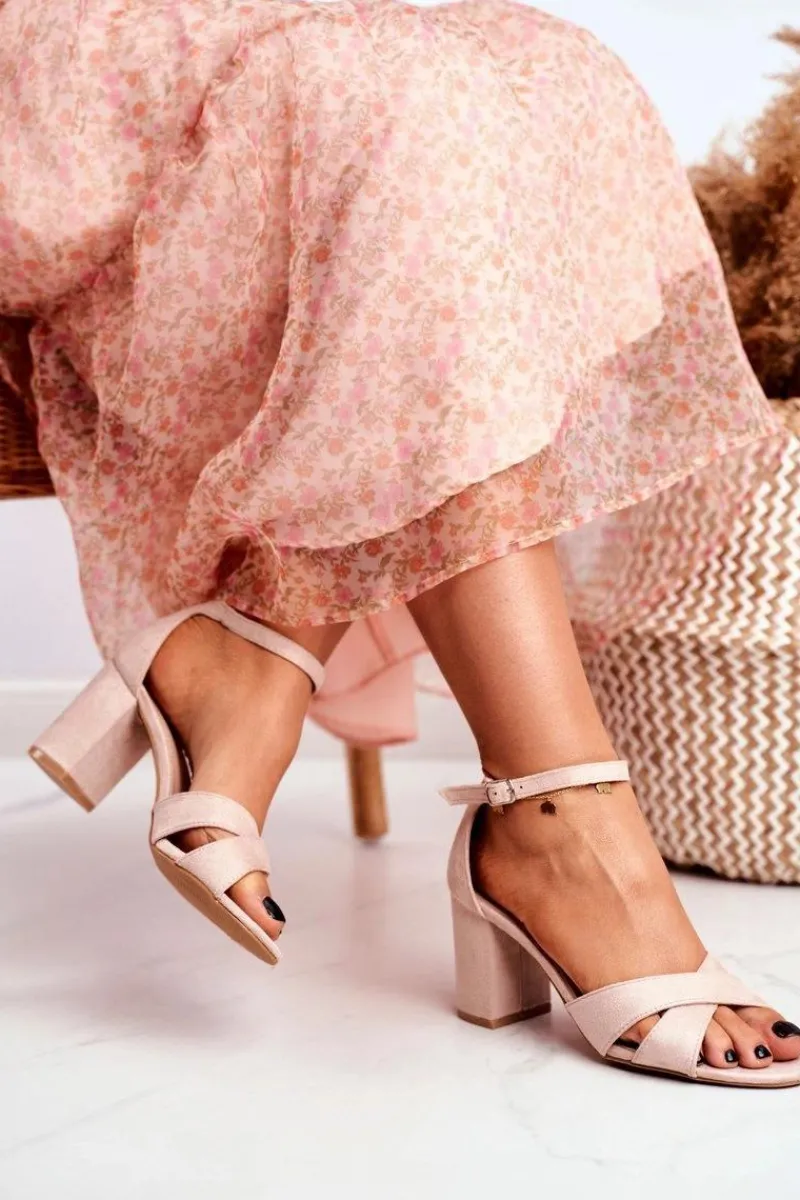 Hot Sandały Damskie Zamszowe Beżowe Lady Milion Damskie Sandały Na Obcasie