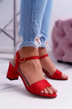 Best Sandały Damskie Zamszowe Czerwone Galisa Damskie Sandały Na Obcasie
