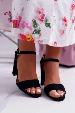 Discount Boto Sandały Damskie Zamszowe Czarne Baloo