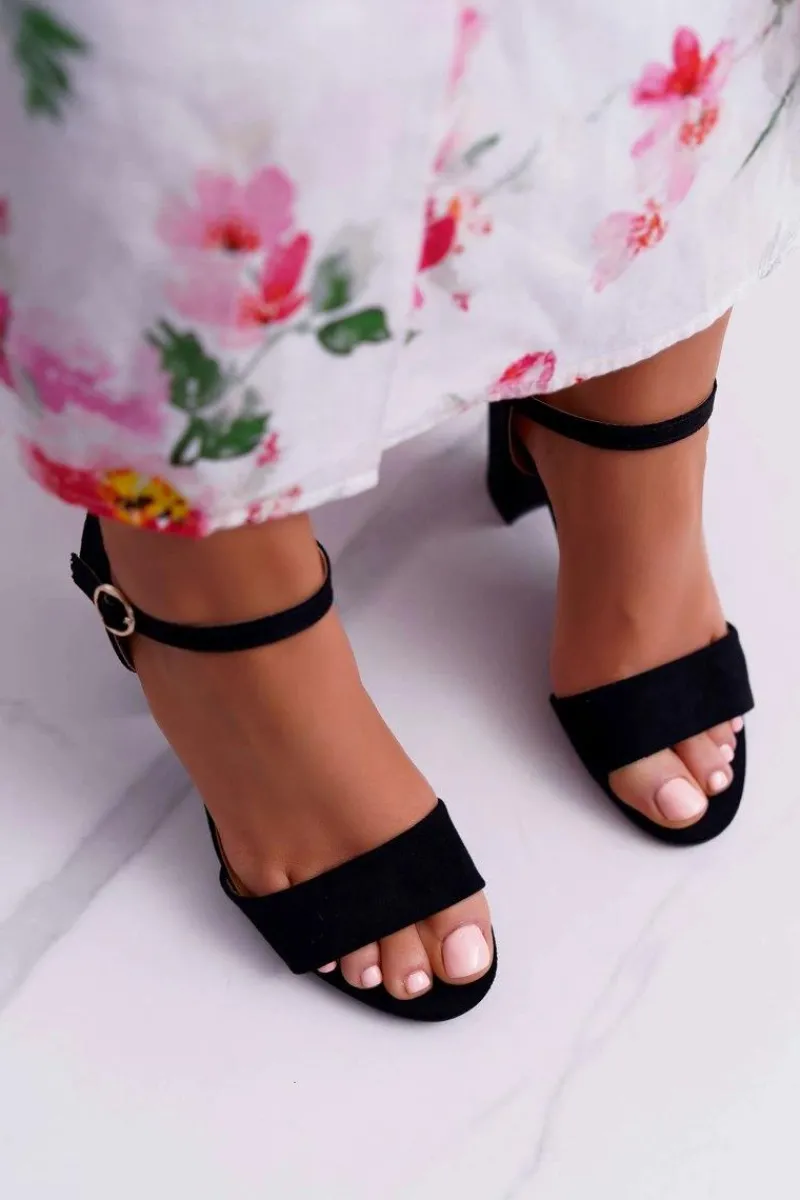 Discount Boto Sandały Damskie Zamszowe Czarne Baloo