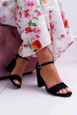 Discount Boto Sandały Damskie Zamszowe Czarne Baloo