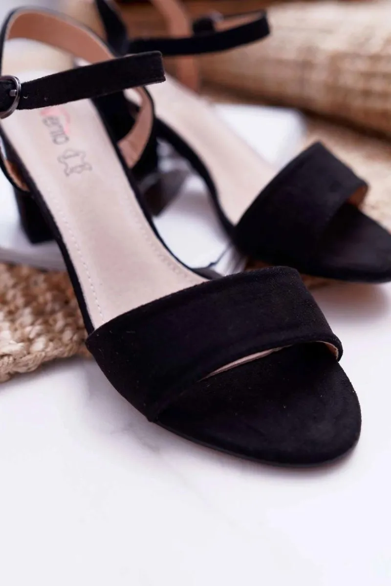 Hot Sandały Damskie Zamszowe Czarne Galisa Damskie Sandały Na Obcasie