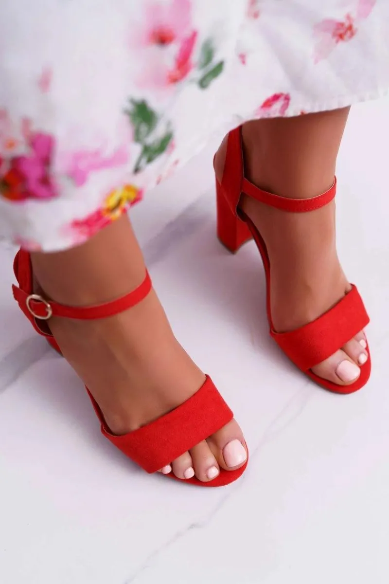 Best Sandały Damskie Zamszowe Czerwone Baloo Damskie Sandały Na Obcasie