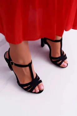 Best Sandały Damskie Zamszowe Czarne Silela Damskie Sandały Na Obcasie