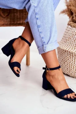 Boto Sandały Damskie Zamszowe Granatowe Oh Baby!