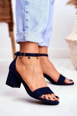 Boto Sandały Damskie Zamszowe Granatowe Oh Baby!