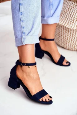 Boto Sandały Damskie Zamszowe Granatowe Oh Baby!