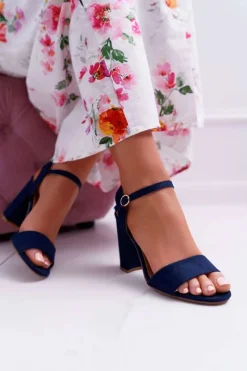 Discount Boto Sandały Damskie Zamszowe Granatowe Baloo