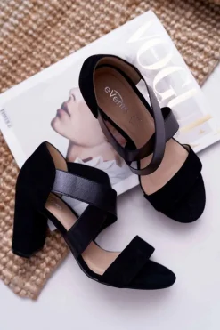 Sale Evento Sandały Damskie Zamszowe Wsuwane Czarne Varina